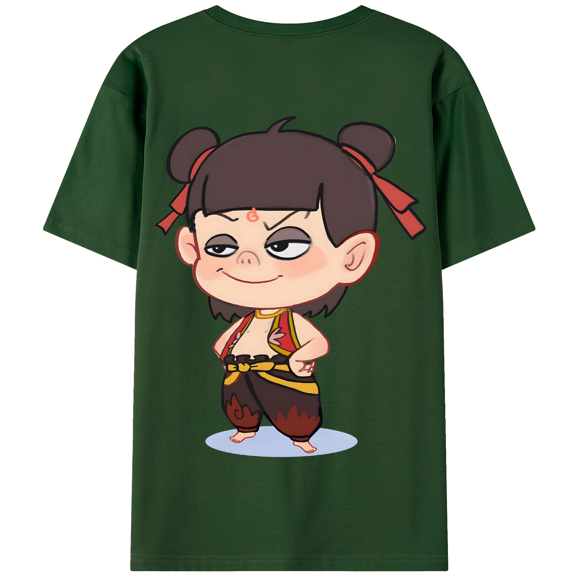 （画像用） Ne Zha 2 ナタ 魔童の大暴れ 綿100％半袖Tシャツ（背面プリント）